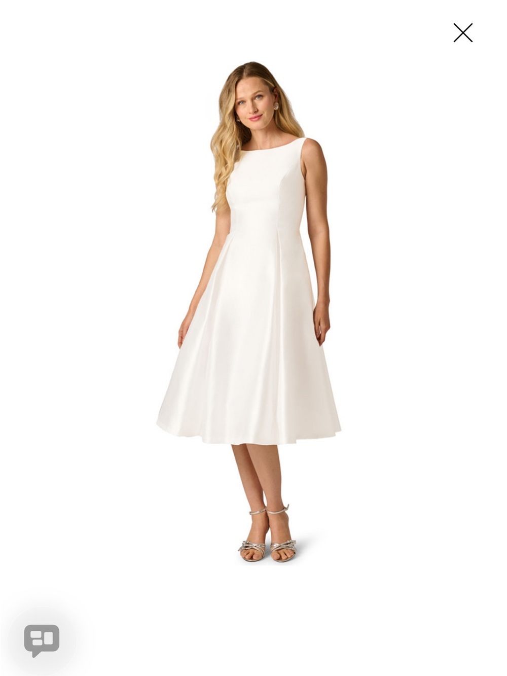 Adrianna Papell Women's Mikado Fit & Flare Midi Dress with V back in Ivory